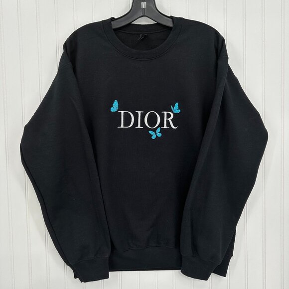 DIOR Butterfly Logo Embroidered ADULT Unisex Crewneck Sweatshirt - Picture 3 of 5